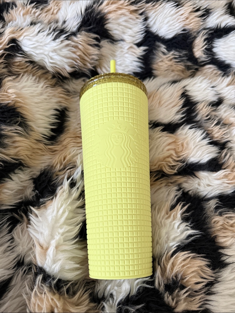 Starbucks Bright Yellow Textured Tumbler with Lid and Straw